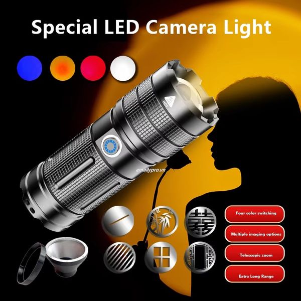 Đèn LED Pin cầm tay RGB -Gobo