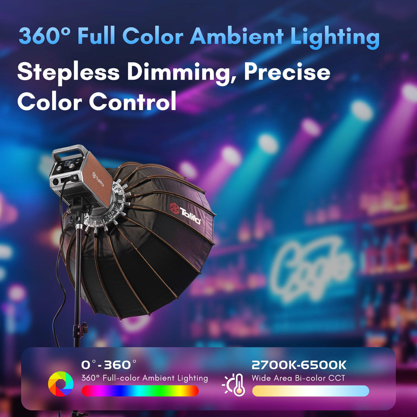 Đèn Video LED COB RGB Chuyên Nghiệp TOLIFO PL-350RGB 350W – Hàng Chính Hãng