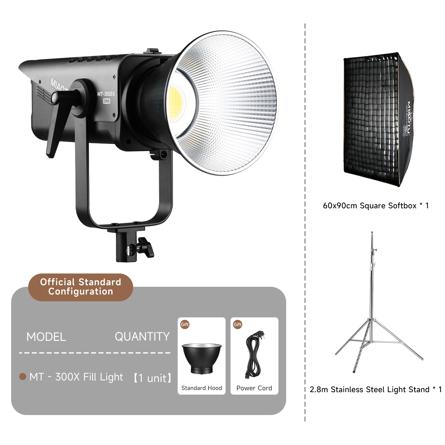 Miaotu MT-500B DMX Professional 500W Bi Color 2700-6500K