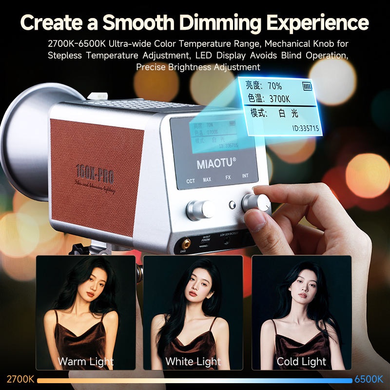 Đèn LED MIAOTU 150W – Pin 20000mAh, CRI ≥97, nhiệt độ màu 2700-6500K