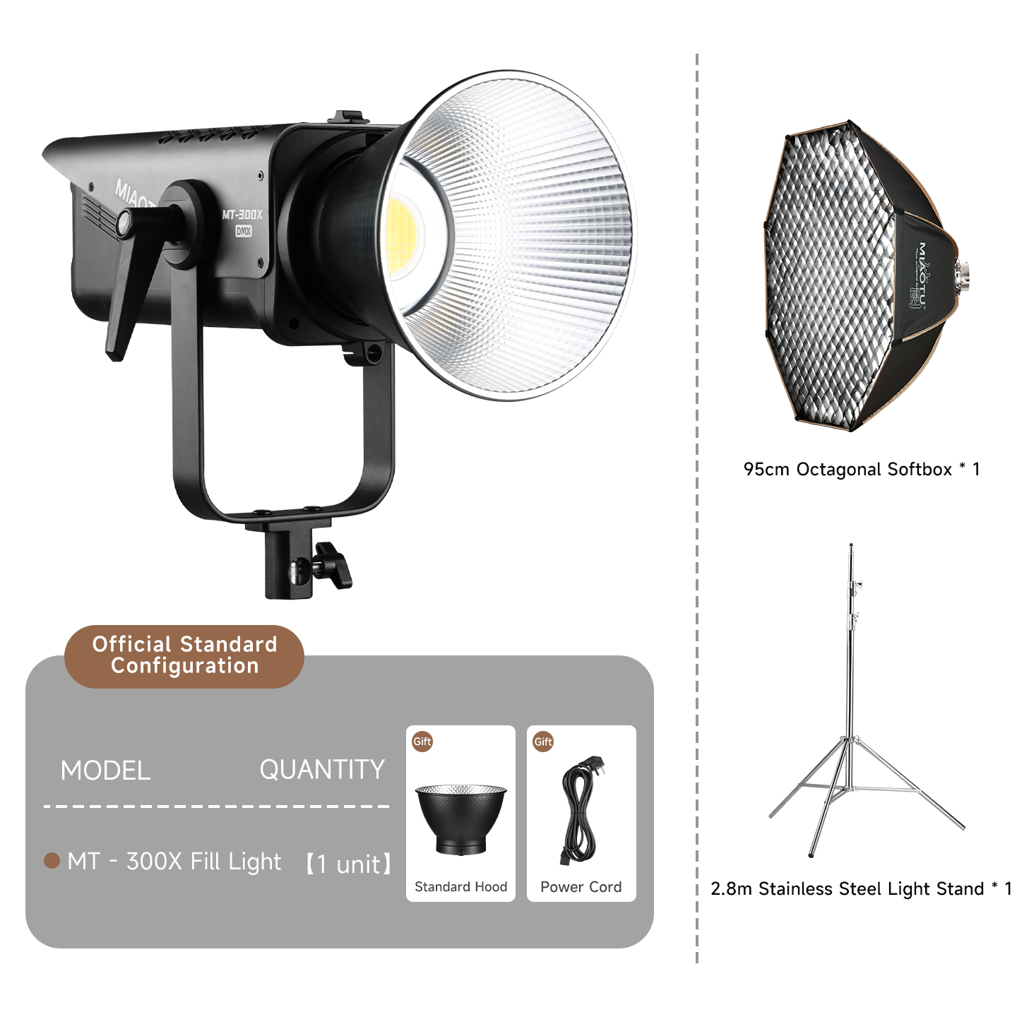 Miaotu MT-300B DMX Professional 300W Bi Color 2700-6500K