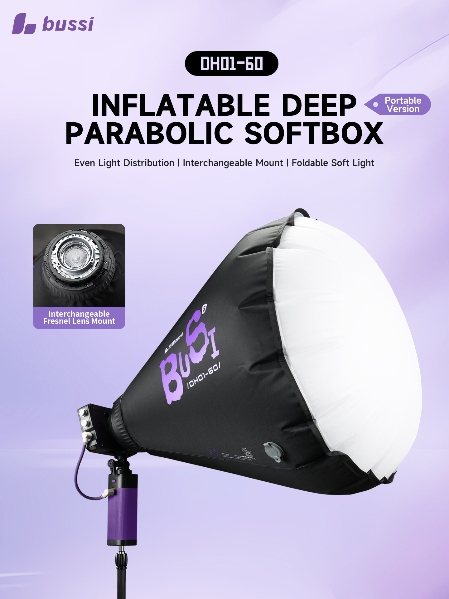 Softbox Bơm Hơi Deep BUSSI DH01-40 Fresnel – Thiết Lập Siêu Tốc Ngoài trời
