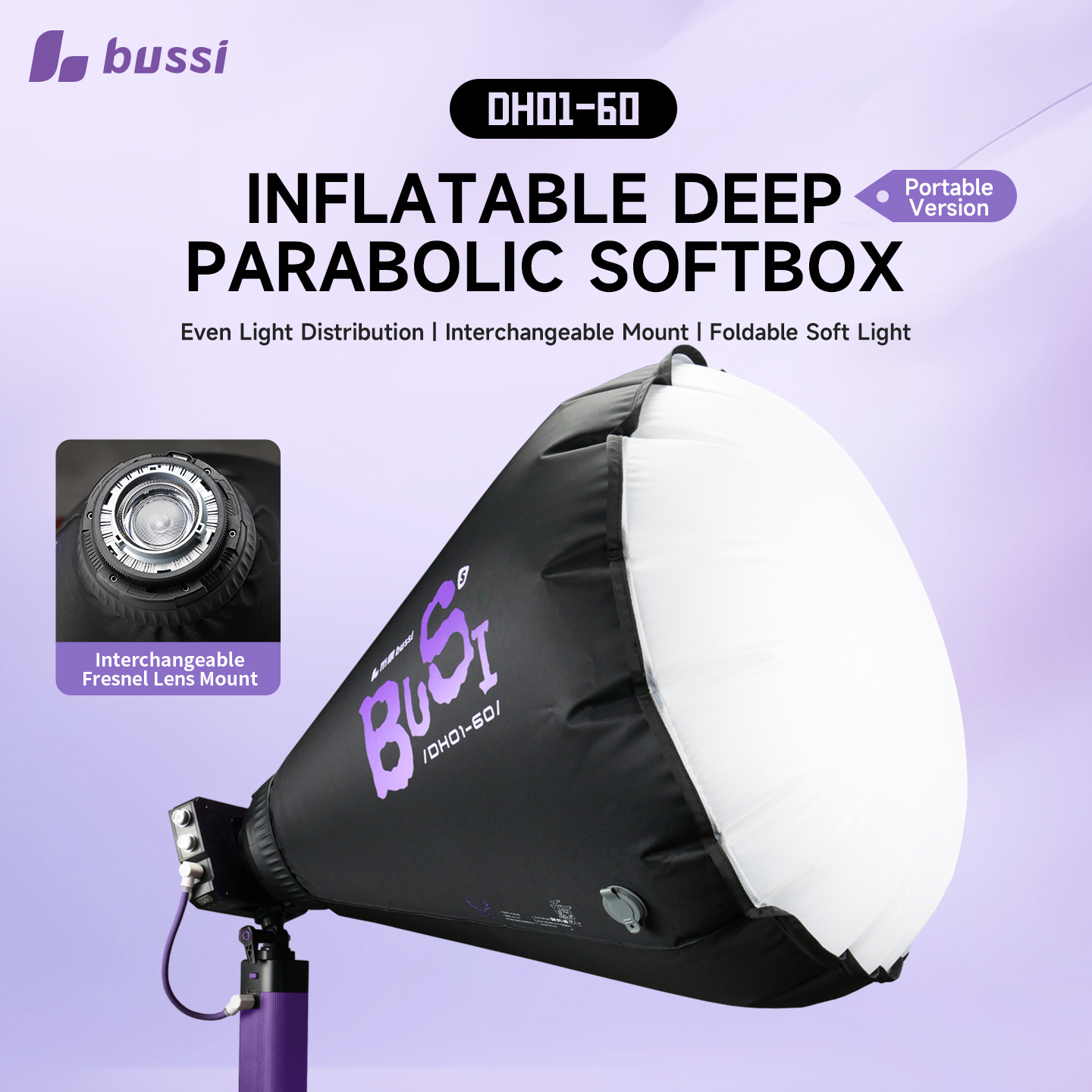 Softbox Bơm Hơi Deep BUSSI DH01-40 Fresnel – Thiết Lập Siêu Tốc Ngoài trời