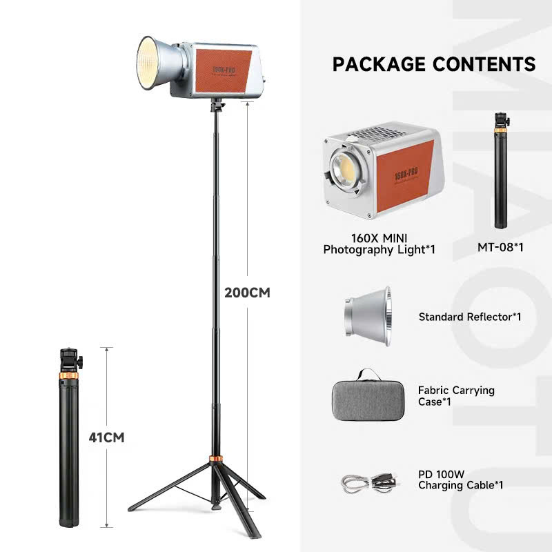 Đèn LED MIAOTU 160W – Pin 20000mAh, CRI ≥97, nhiệt độ màu 2700-6500K