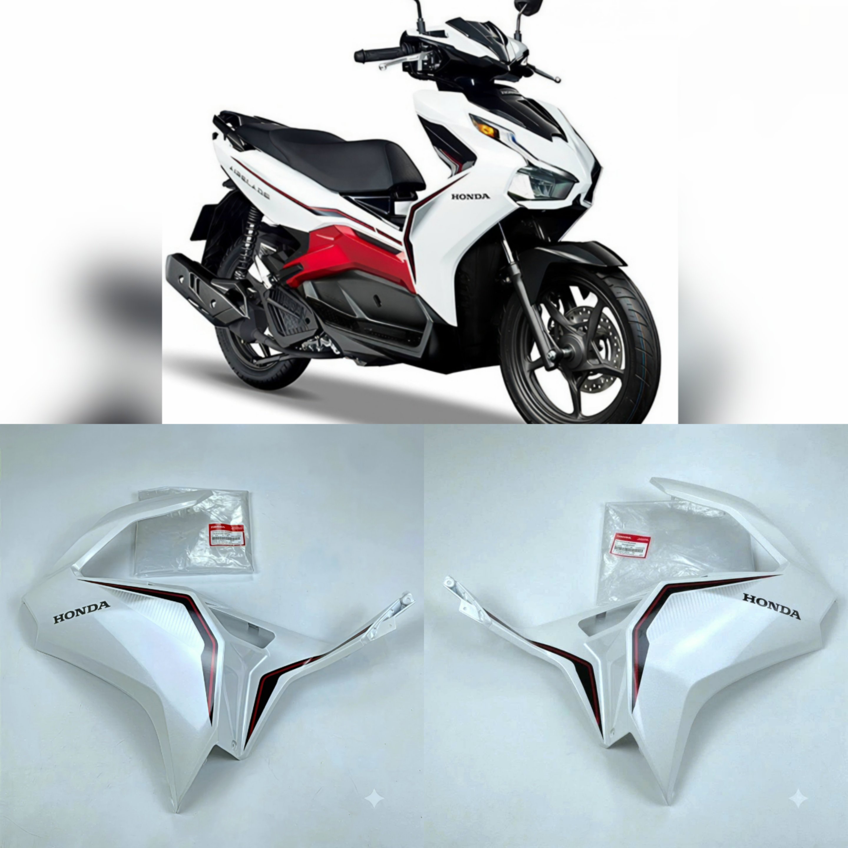 Mặt Nạ Trước *Nhb35*, Yếm trước, Bửng Air Blade 125 2020 trắng - 64500-K1G-V00ZA/ 64600-K1G-V00ZA