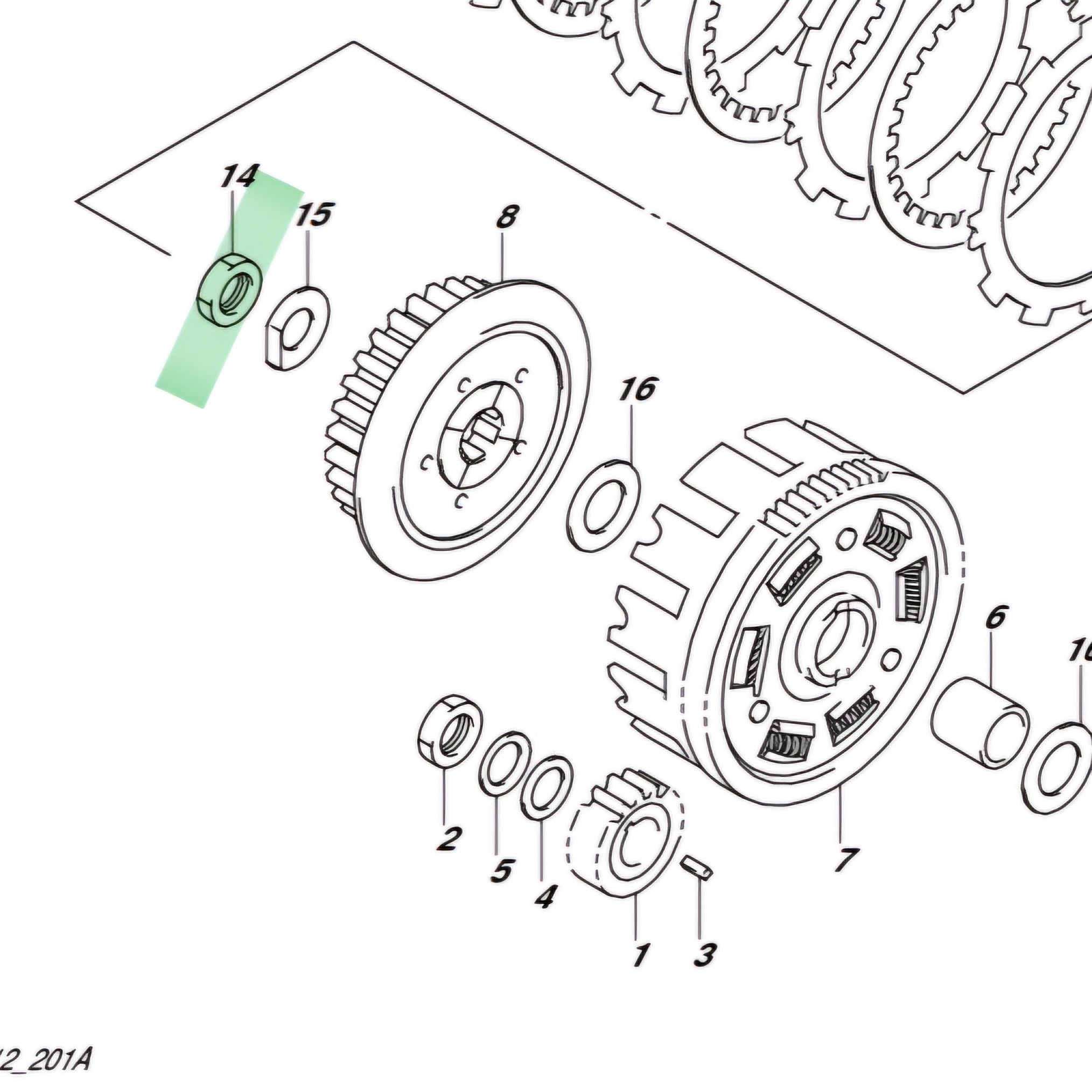Tán nồi Raider fi, Satria fi, Raider xăng cơ K6/K9 - 09140-16001-000