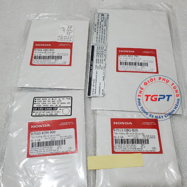 Bộ tem thông số xe Super Dream ( 4 tem ) /87560-KTM-900/ 87505-KFV-790/ 87506-GBG-B20/ 87513-GBG-B20