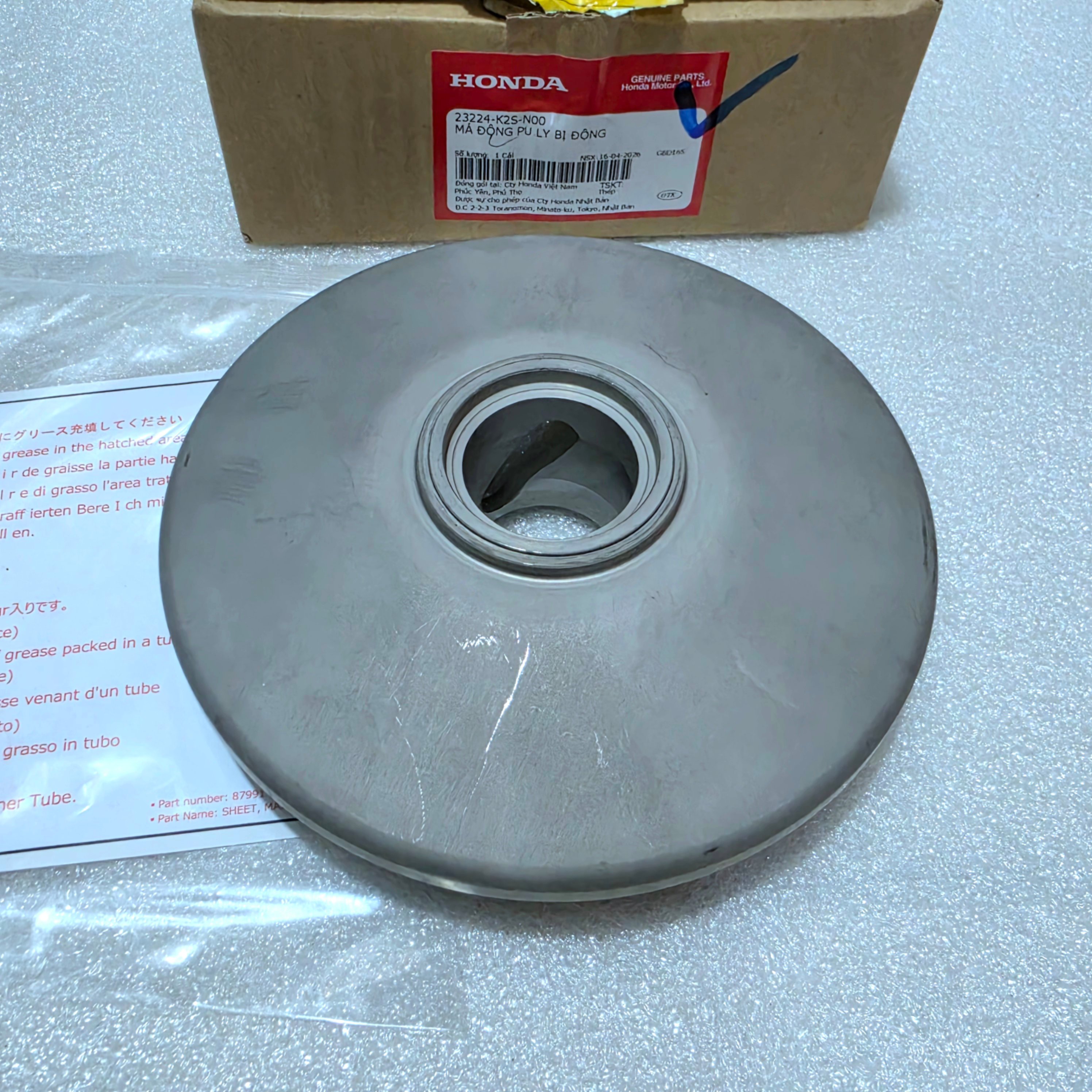Má động puly bị động, Buly nồi sau Air Blade 4Val 2022-2025, Vario 160, Click 160 má ngoài - 23224-K2S-N00