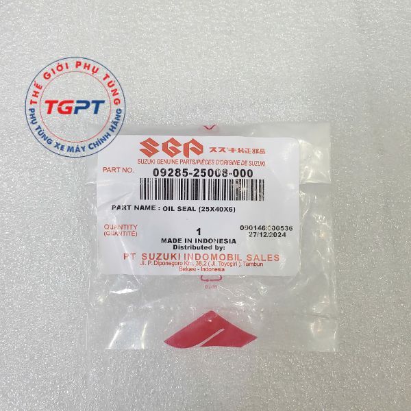 Phốt bánh trước, Phốt cao su bạc đạn bánh sau Raider FI, Satria Fi (25*40*6) /09285-25008-000