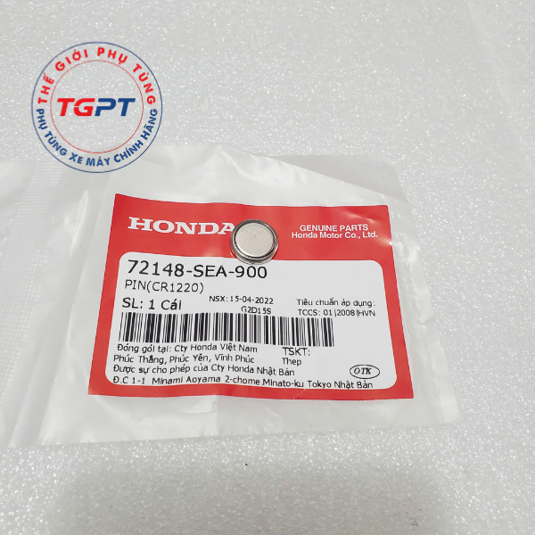 Pin Remote nhỏ (CR1220), pin chìa khóa tìm xe AB, Lead /72148-SEA-900