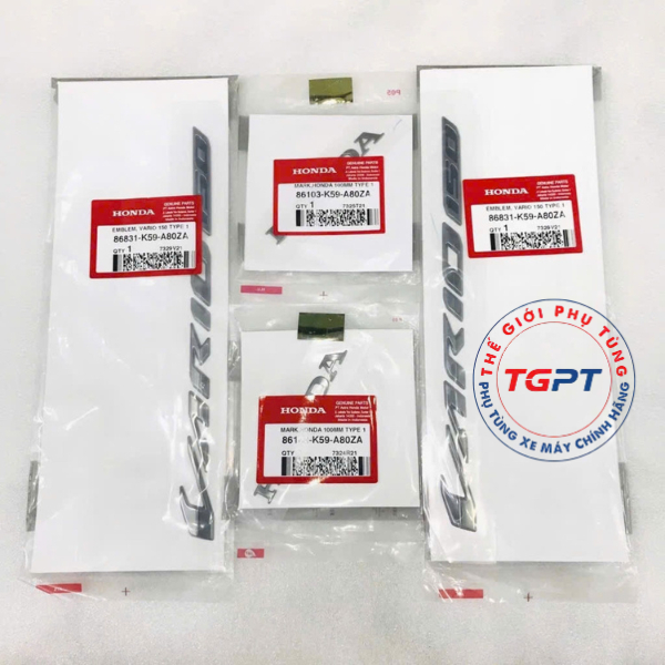 Tem chữ nổi Vario 150 & Honda màu khói /86103-K59-A80ZA/86831-K59-A80ZA