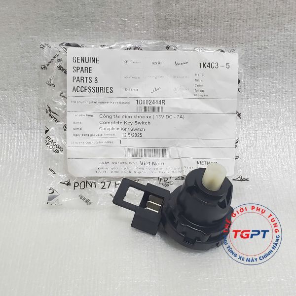 Công tắc điện khóa xe (13V DC - 7A), Đít từ đuôi ổ khóa Vespa LX, Liberty, Fly - 1D002444R