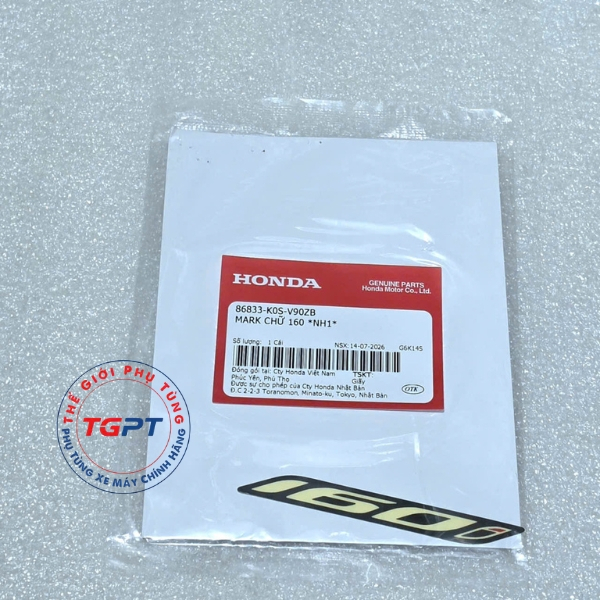 Mark Chữ 160, Tem chữ 160 SH 2020+ - 86833-K0S-V90ZA/ 86833-K0S-V90ZB/ 86833-K0S-V90ZC/ 86833-K0S-V90ZD