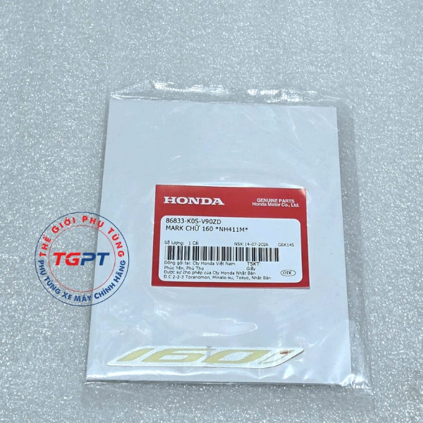 Mark Chữ 160, Tem chữ 160 SH 2020+ - 86833-K0S-V90ZA/ 86833-K0S-V90ZB/ 86833-K0S-V90ZC/ 86833-K0S-V90ZD