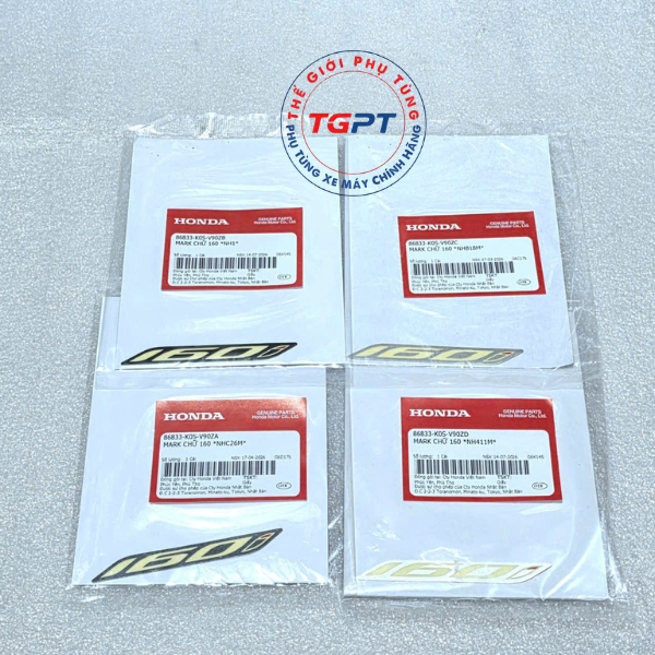 Mark Chữ 160, Tem chữ 160 SH 2020+ - 86833-K0S-V90ZA/ 86833-K0S-V90ZB/ 86833-K0S-V90ZC/ 86833-K0S-V90ZD
