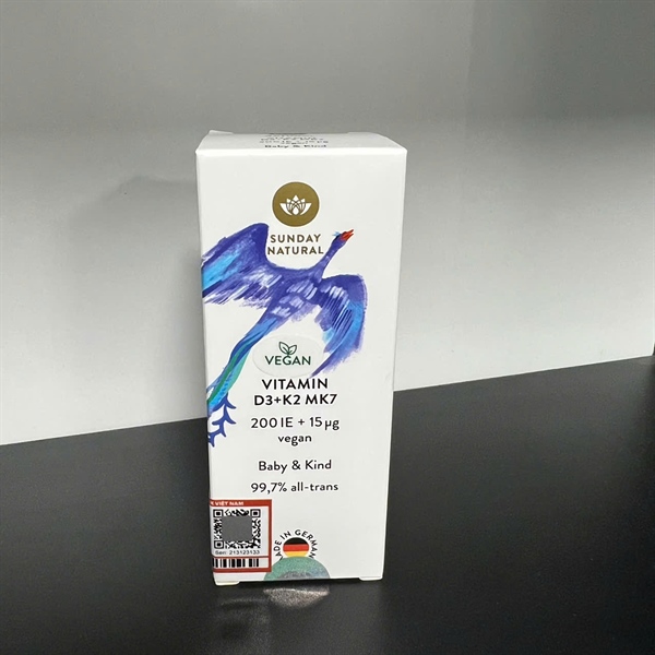 Viatmin D3K2 MK7 Sunday Natural 10ml (0-4Y) thuần chay (N)