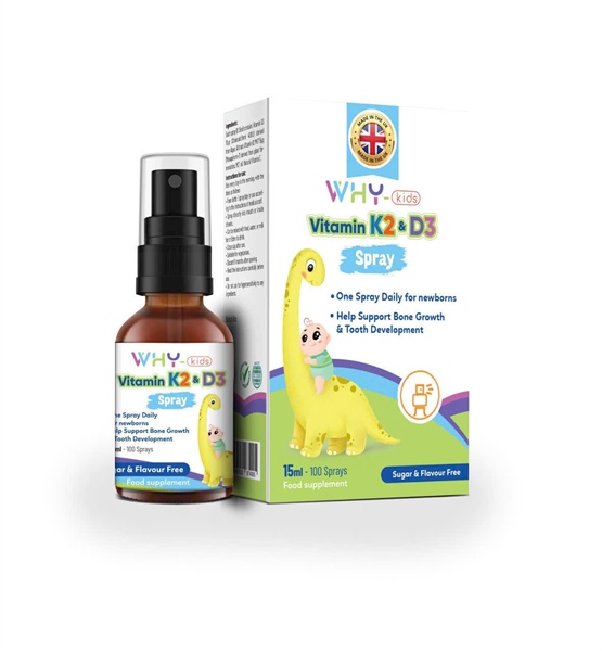 Vitamin K2+D3 dạng xịt Why Kids 15ml (0M+
