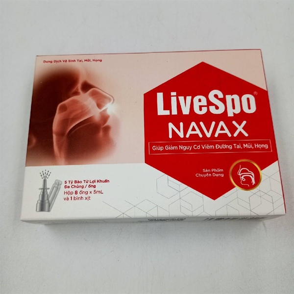 Vệ sinh tai, mũi, họng LiveSpo Navax đỏ hộp 10 ống x 5ml (kèm bình xịt) (0M+) (N)