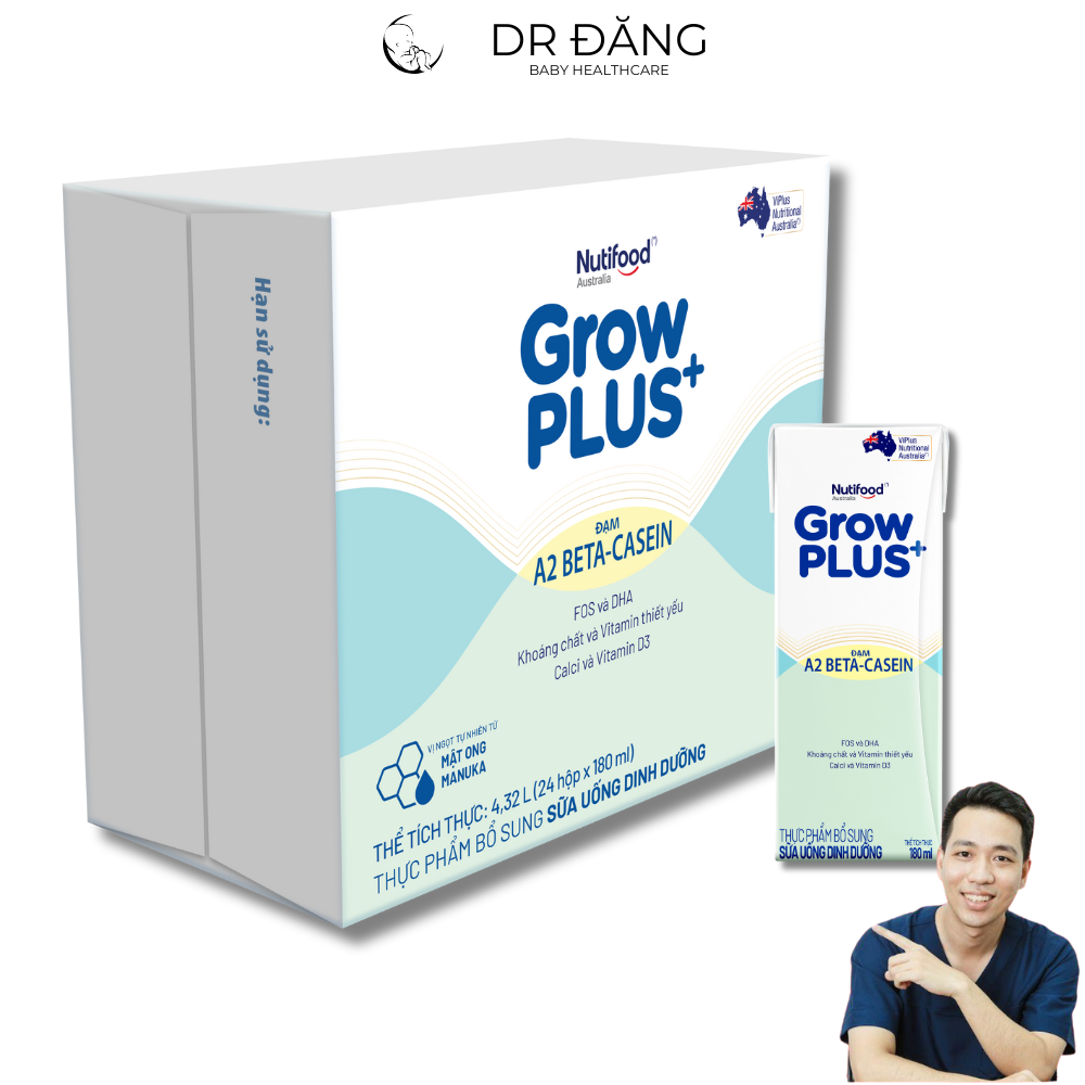 Thùng 24 hộp 180ml sữa pha sẵn Nutifood Grow Plus+ A2 BETA-CASEIN (1Y+)