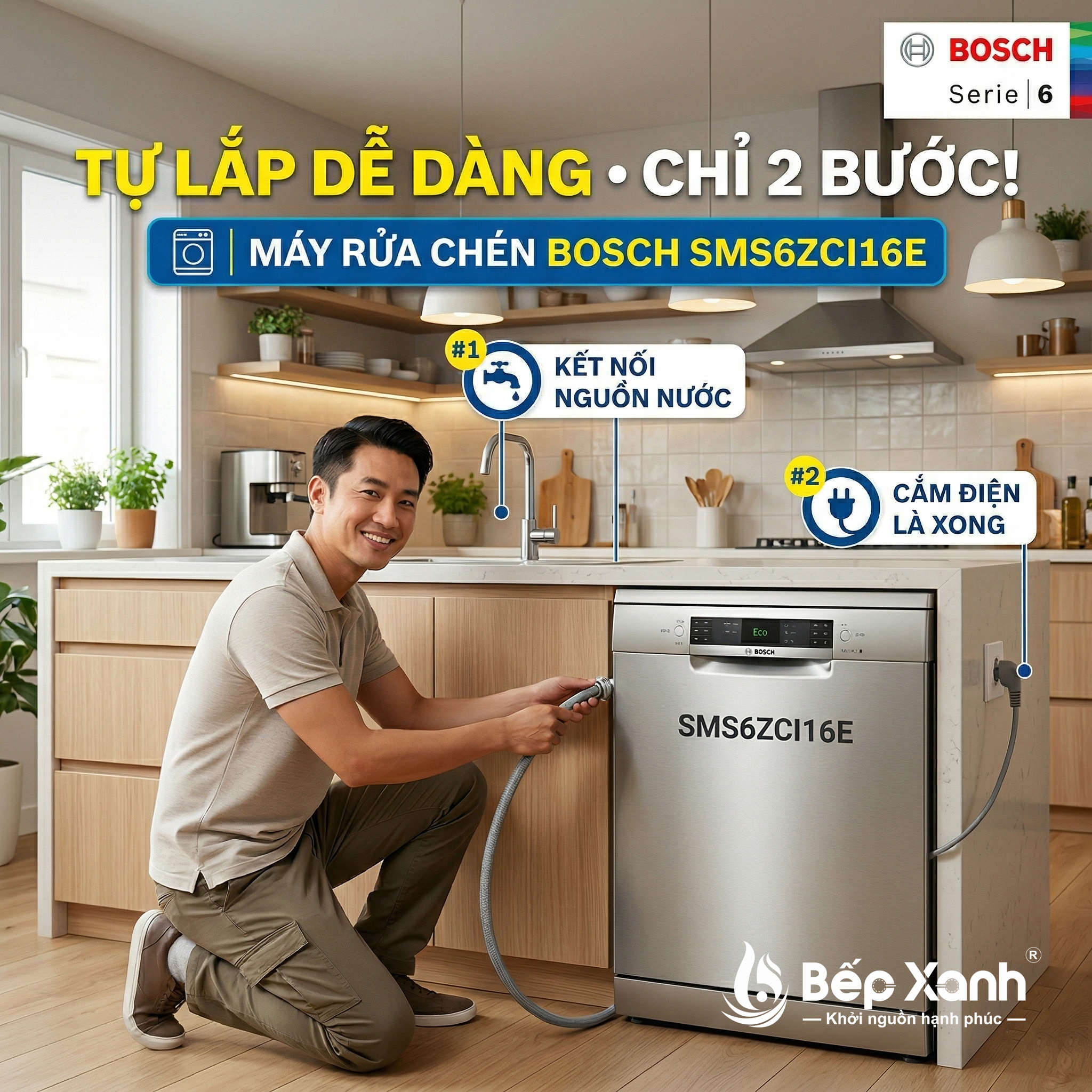 Máy Rửa Chén Độc Lập Series 6 Bosch SMS6ZCI16E / New 2024 - Nhập Khẩu Đức