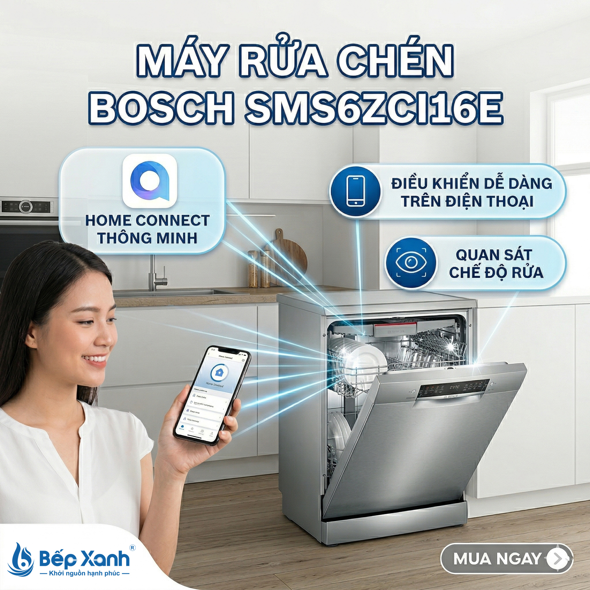 Máy Rửa Chén Độc Lập Series 6 Bosch SMS6ZCI16E / New 2024 - Nhập Khẩu Đức