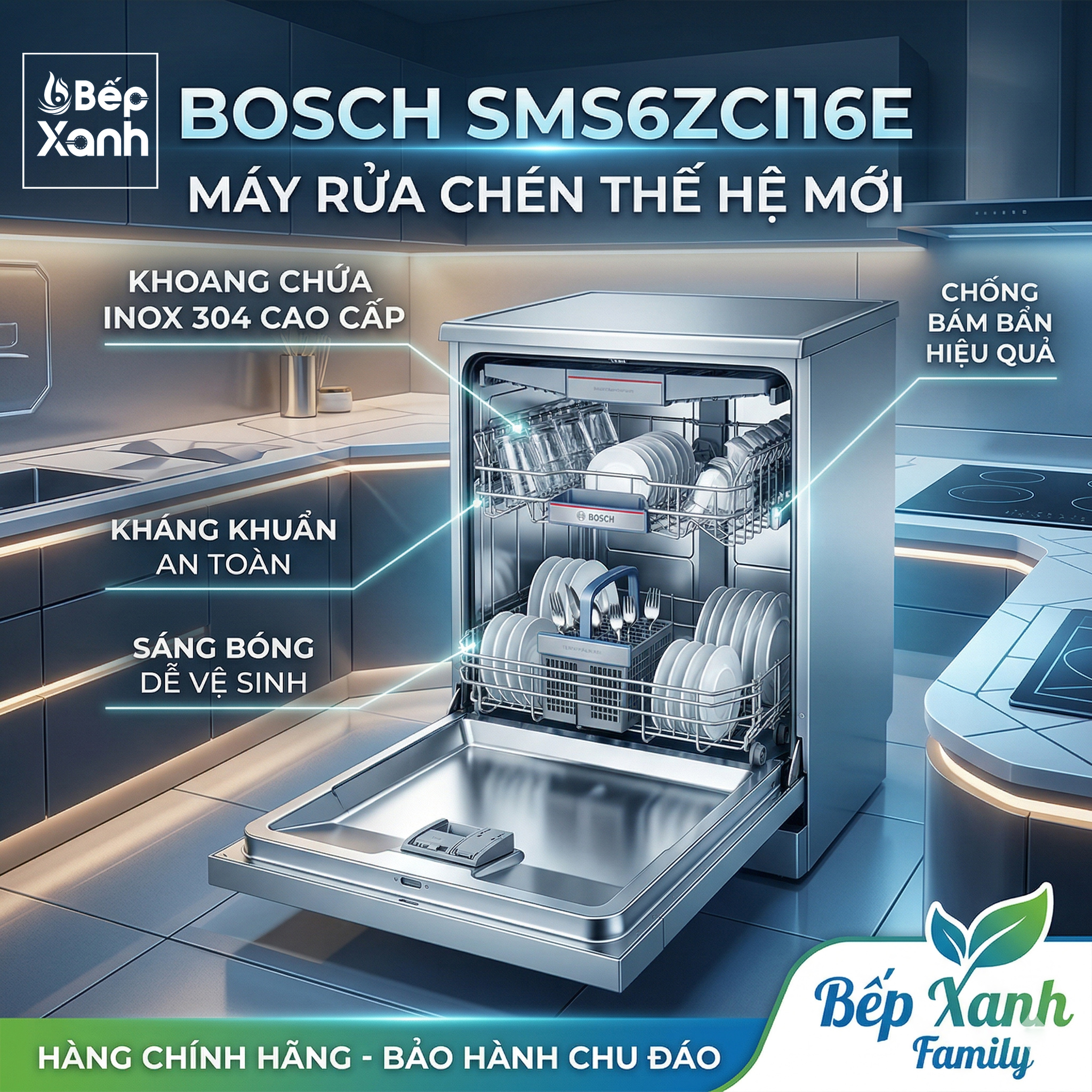 Máy Rửa Chén Độc Lập Series 6 Bosch SMS6ZCI16E / New 2024 - Nhập Khẩu Đức