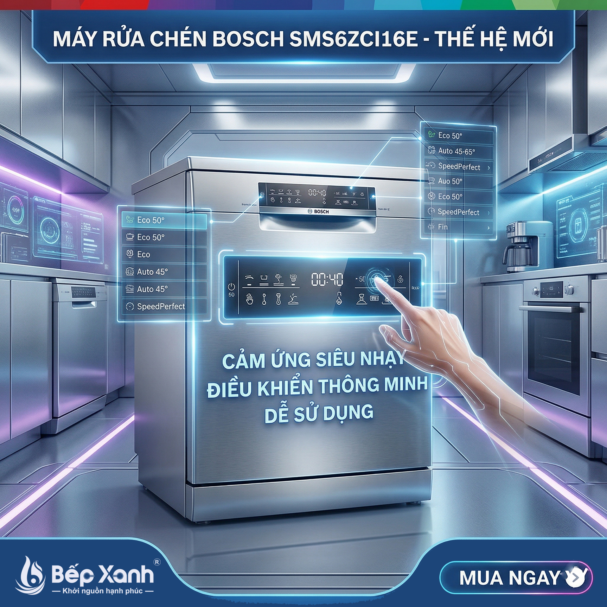 Máy Rửa Chén Độc Lập Series 6 Bosch SMS6ZCI16E / New 2024 - Nhập Khẩu Đức