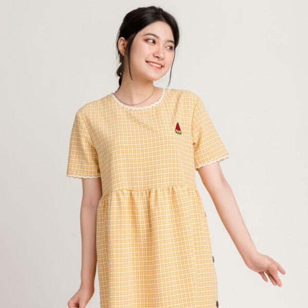 Váy Babydoll Viền Ren Caro