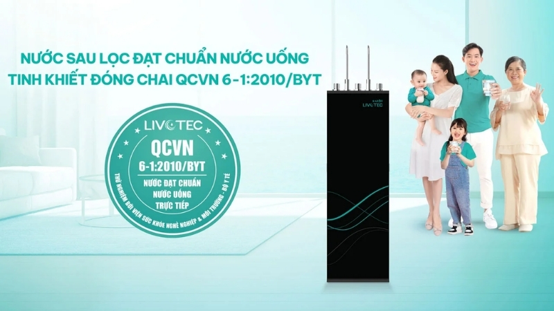 Tất cả các dòng máy lọc nước nóng lạnh của Livotec đều đạt chuẩn QCVN 6-1:2010/BYT của Bộ Y tế