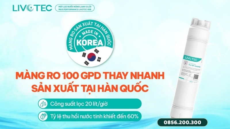 Màng RO 100 GPD Livotec nhập khẩu Hàn Quốc