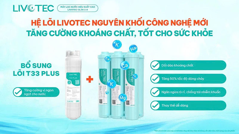 Hệ cụm lõi chức năng nguyên khối tạo khoáng và lõi T33 Plus giúp khử mùi tốt hơn