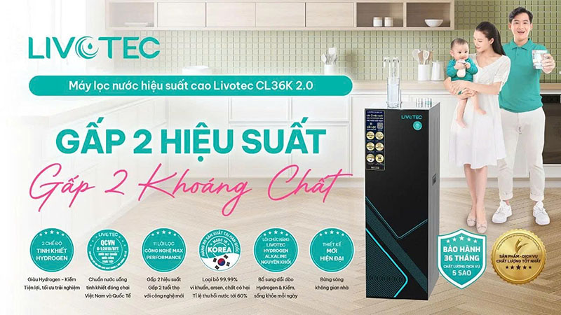 Máy lọc nước tủ đứng 2 chế độ nước Livotec CL36K 2.0
