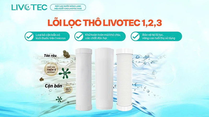 Lõi lọc thô 123 lọc sạch cặn bẩn và khử mùi hôi trong nước