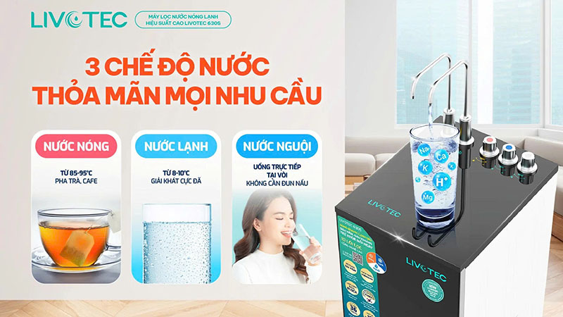 3 chế độ nước nóng-lạnh-nguội thỏa mãn mọi nhu cầu