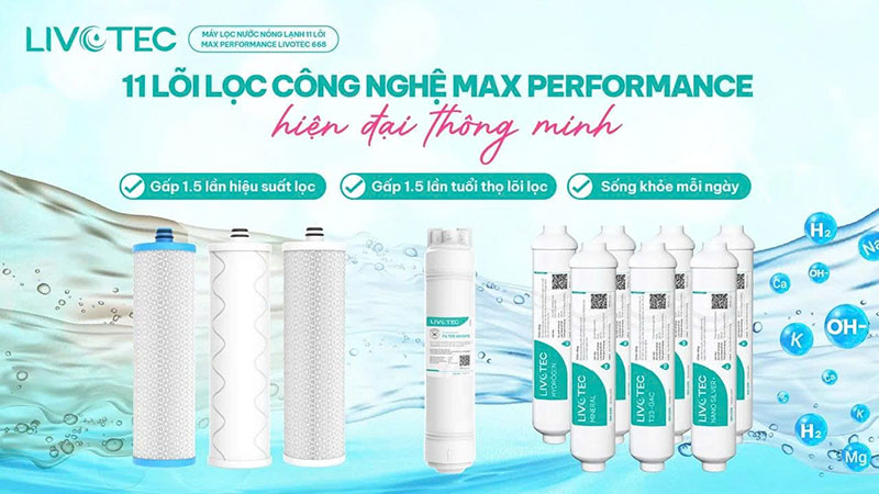 Hệ lõi lọc 11 lõi với công nghệ MAX PERFORMANCE