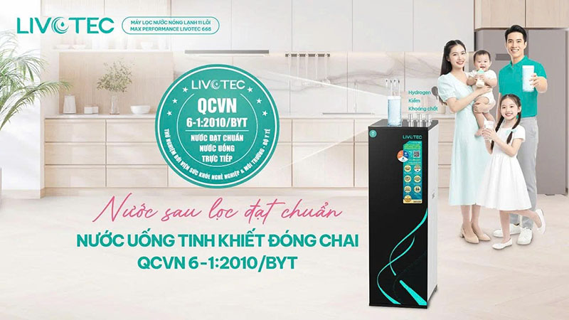 Livotec 668 đạt tiêu chuẩn QCVN 6-1:2010/BYT của Bộ Y tế cho nước uống trực tiếp