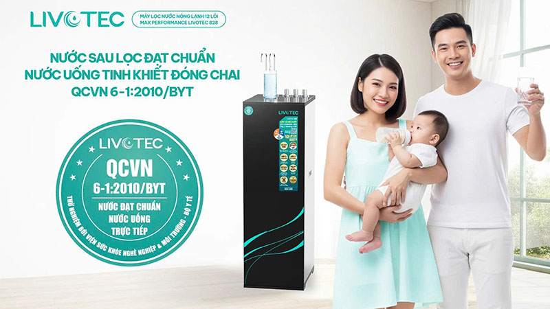 Nước sau lọc của máy lọc nước Livotec 828 đạt chuẩn QCVN 6-1:2010/BYT về nước uống trực tiếp