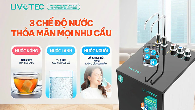 3 chế độ nước tiện nghi: nóng-lạnh-nguội
