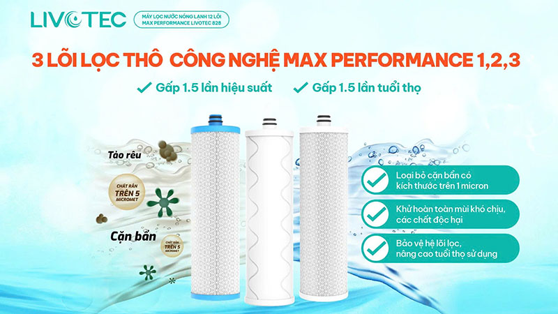 Cụm 3 lõi lọc thô công nghệ mới - MAX PERFORMANCE