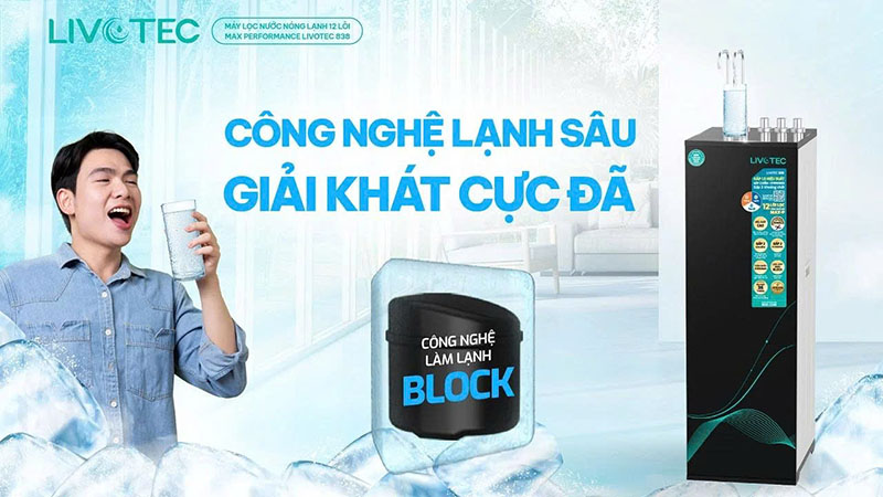 Công nghệ làm lạnh bằng BLOCK giúp nước làm lạnh nhanh hơn, ổn định hơn