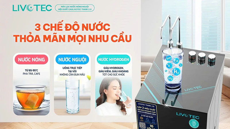 3 chế độ nước: Nóng-Nguội-Hydrogen tốt cho sức khỏe