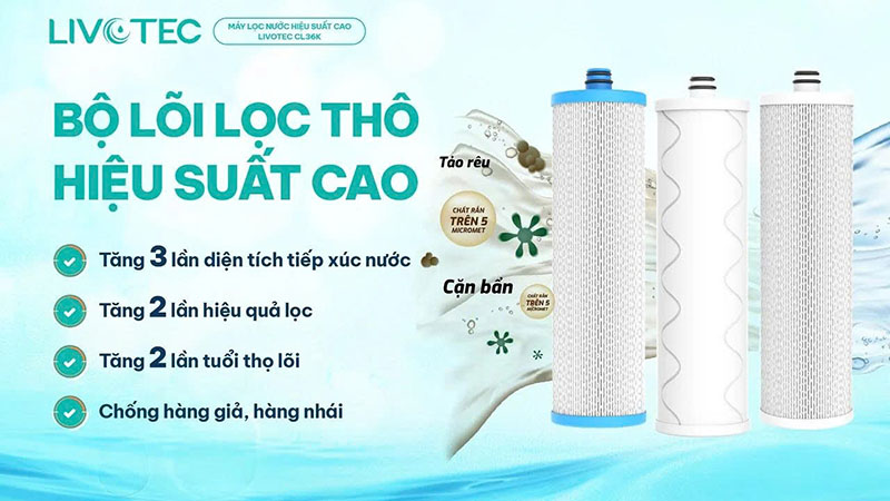 Bộ 3 lõi lọc thô hiệu suất cao