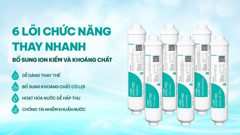 6 lõi chức năng cơ bản bù khoáng, khử mùi, chống tái nhiễm khuẩn