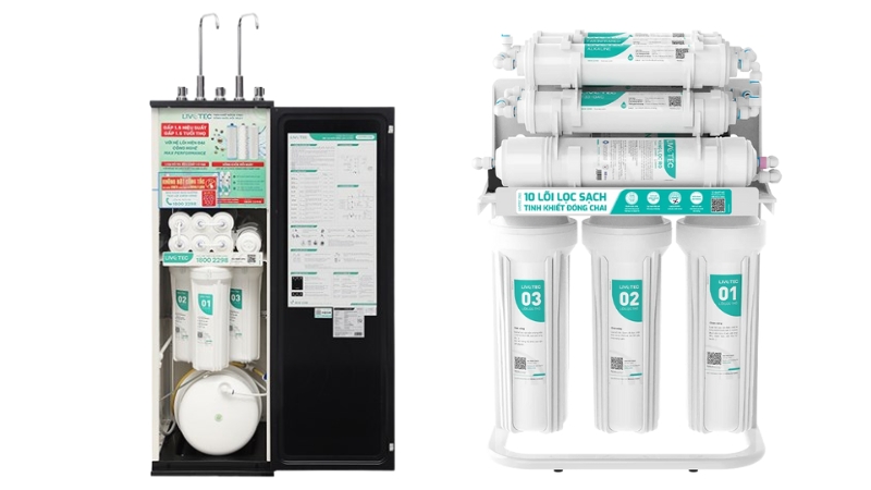 Máy lọc nước 10 lõi dáng tủ đứng và lắp tủ bếp