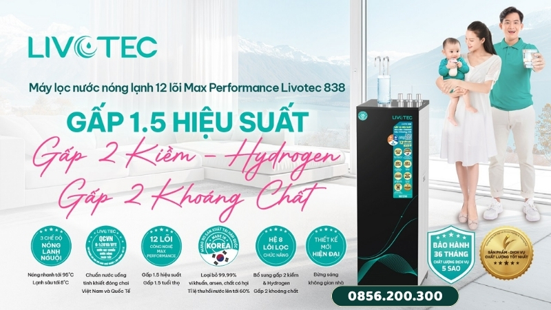 Máy lọc nước Livotec nóng lạnh 838