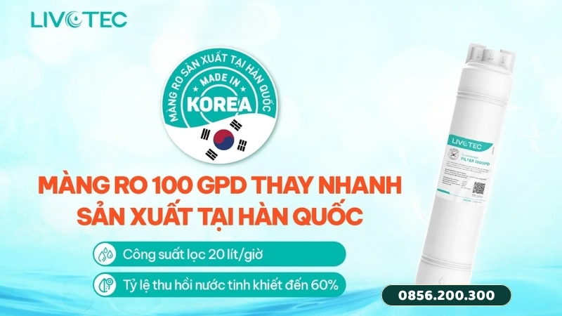 Màng RO 100 GPD Livotec công suất 20L/h