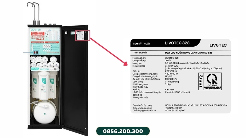 Kiểm tra tên model và lõi lọc trong máy Livotec