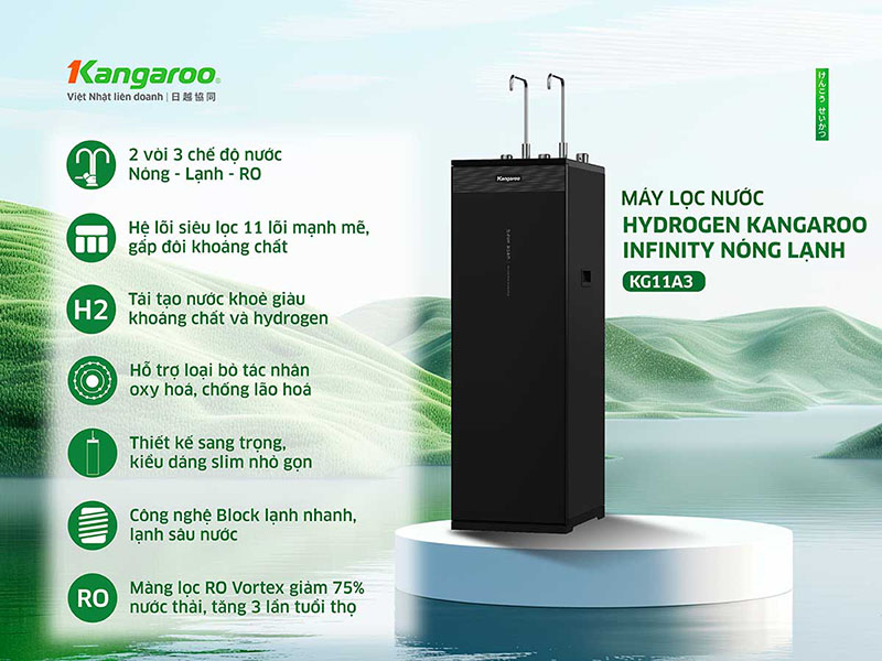 Máy lọc nước nóng lạnh Kangaroo Hydrogen KG11A3 chính hãng