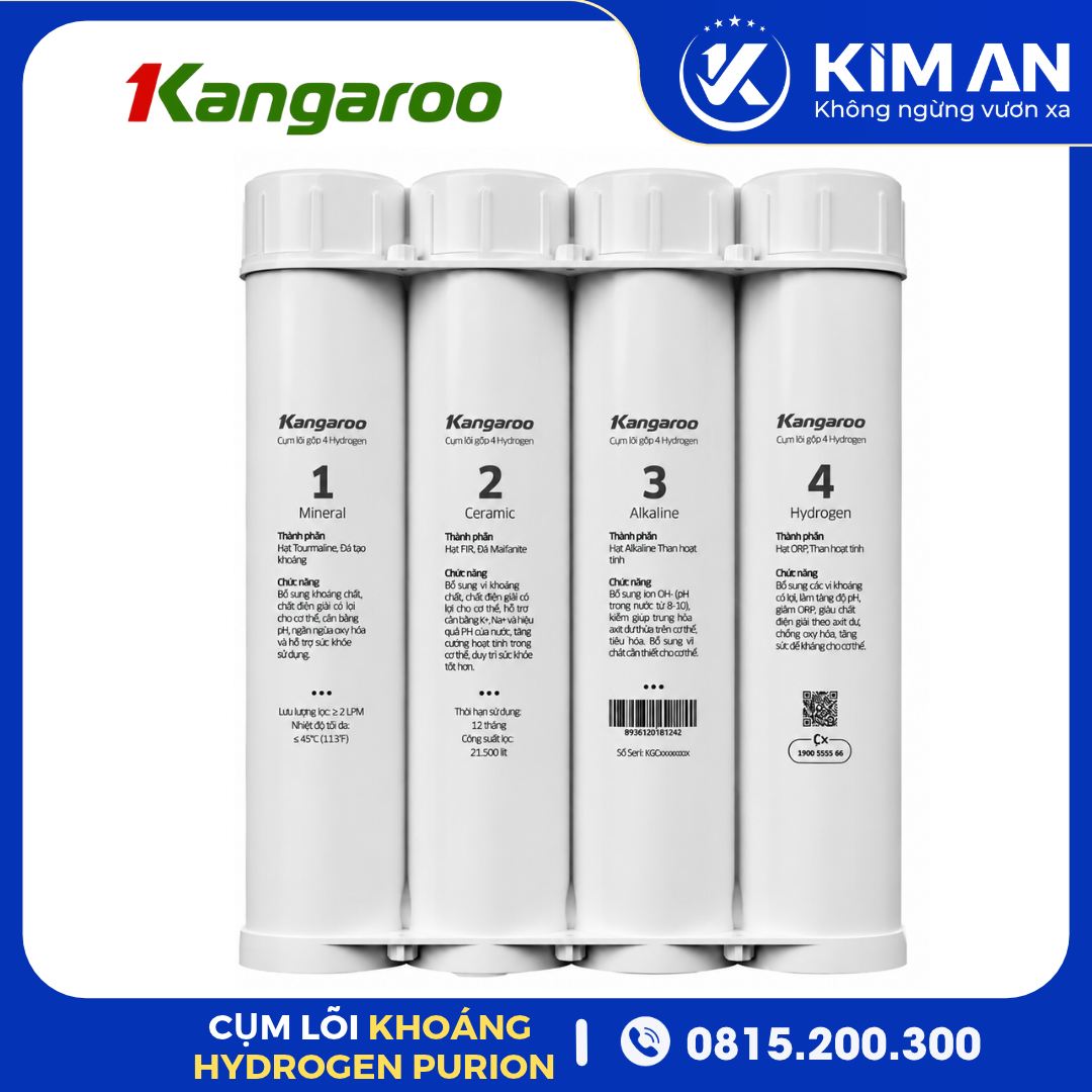 Cụm 4 Lõi Lọc Chức Năng Hydrogen Kangaroo