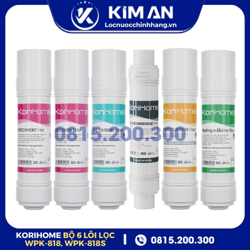 Bộ Lõi Lọc Nước Korihome WPK-818, WPK-818S